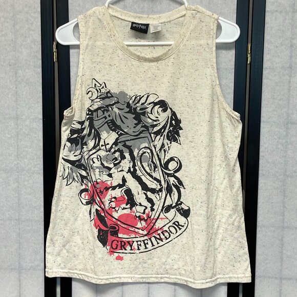Warner Bros. Tops - Sleeveless Marled Confetti Knit Screen Print Harry Potter Gryffindor Tank Top L